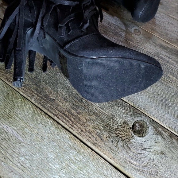 Black 4 Layer Fringe Stiletto Over the Knee Boots Catwalk Sexy 6M NWOT - Picture 11 of 11